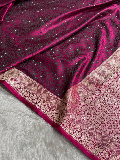 Wine Shades Tanchoi Motif Mashru Silk Saree MST-15