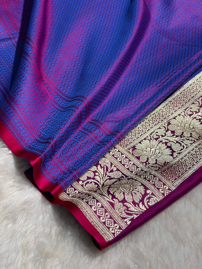 Cross Purple Jaal katan Silk Saree SK18
