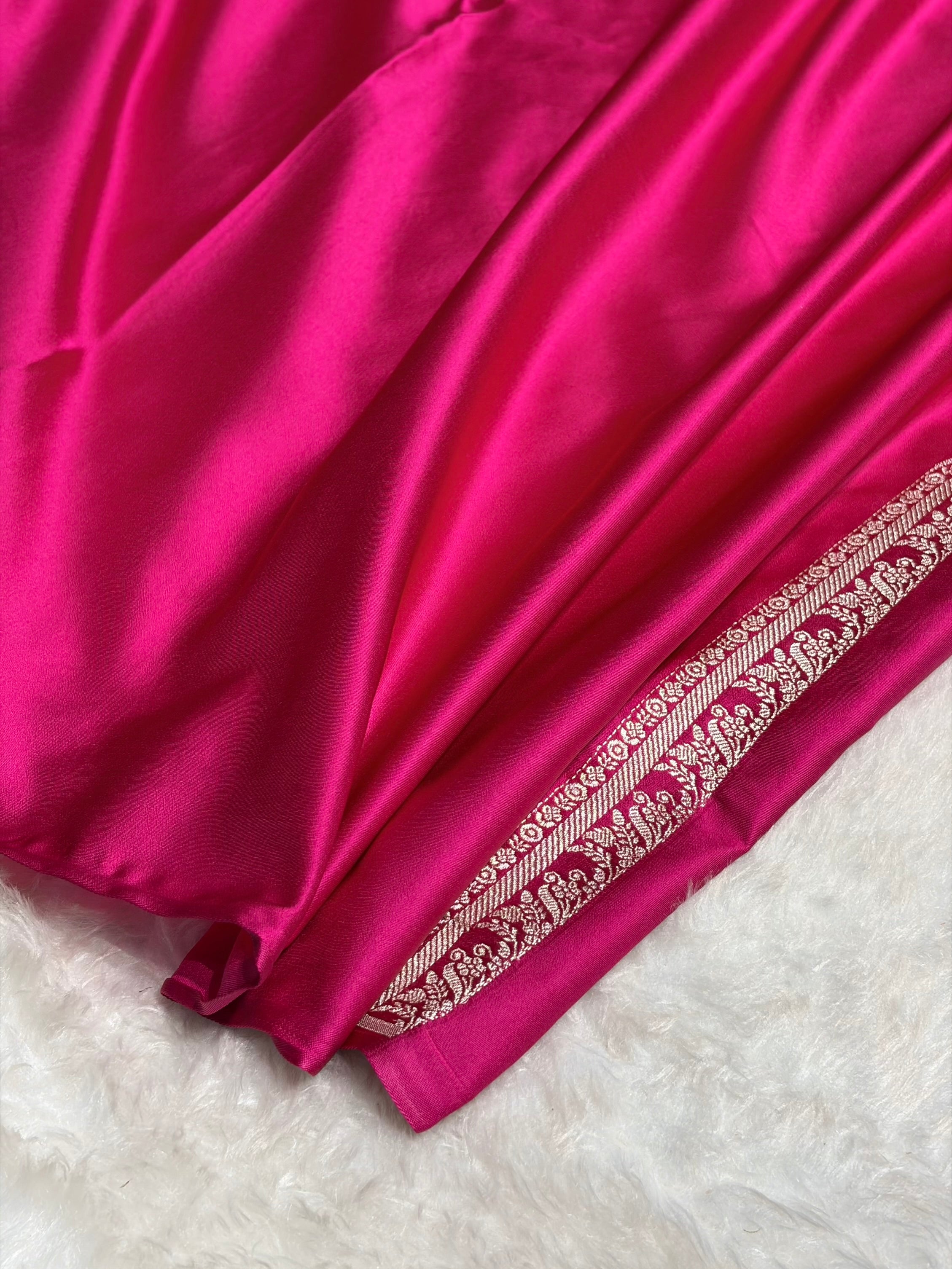 Skirt Border Rani Minakari Mashru Silk Saree MS13