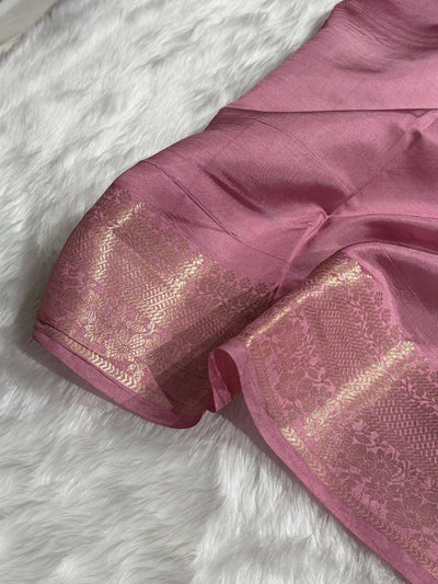 Banarasi Baby Pink Shade Flower Minakari Brocade Pure Caramel Mango Silk Saree CS-21