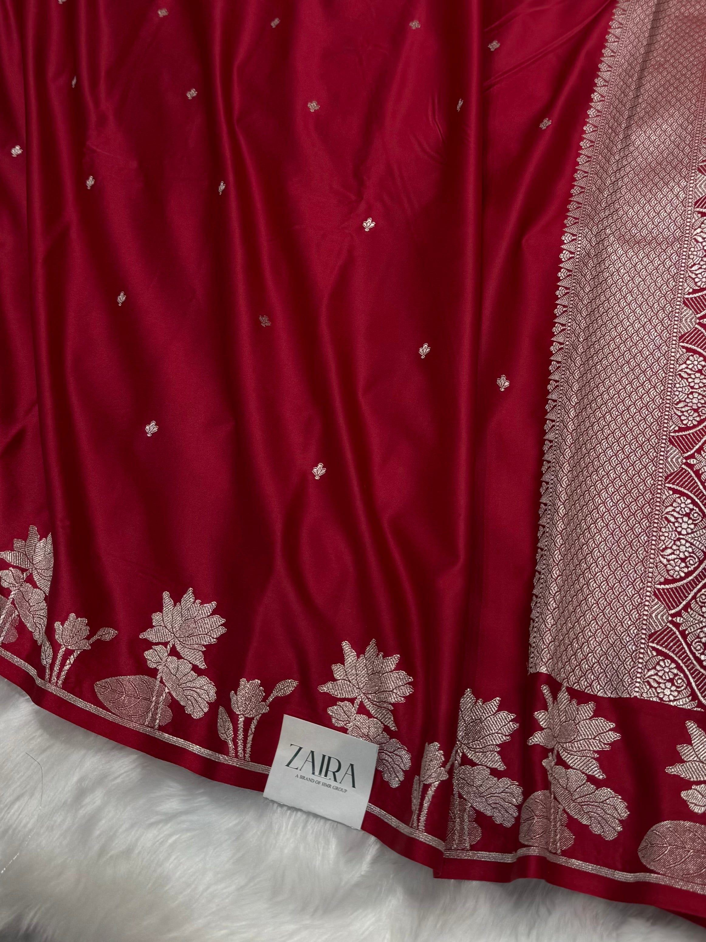 Pinkish Maroon Shades Floral Booti Mashru Silk Saree MS54