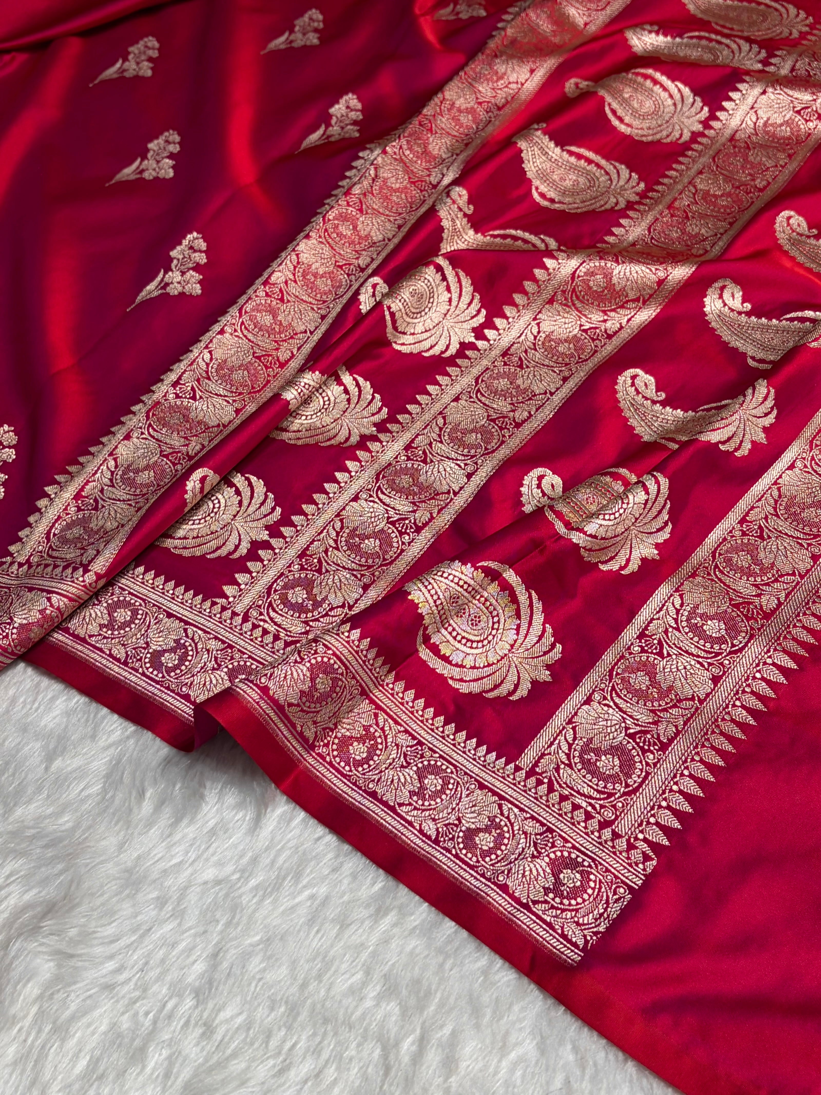 Reddish Magenta With Floral Border Mashru Silk Saree MSM-97