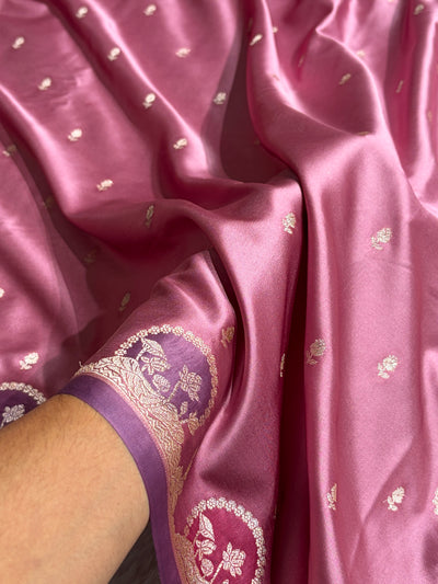 Banarasi Mauve Shades With Minakari Floral Mashru Silk Saree MCS91