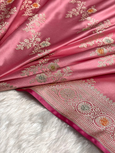 Blush Pink Minakari Banarasi Cross Mashru Silk Saree MCS01