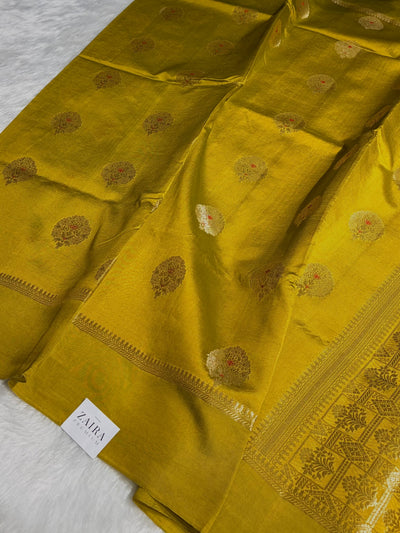 Liril Green Shades Pure Caramel Mango Silk Saree CS-23