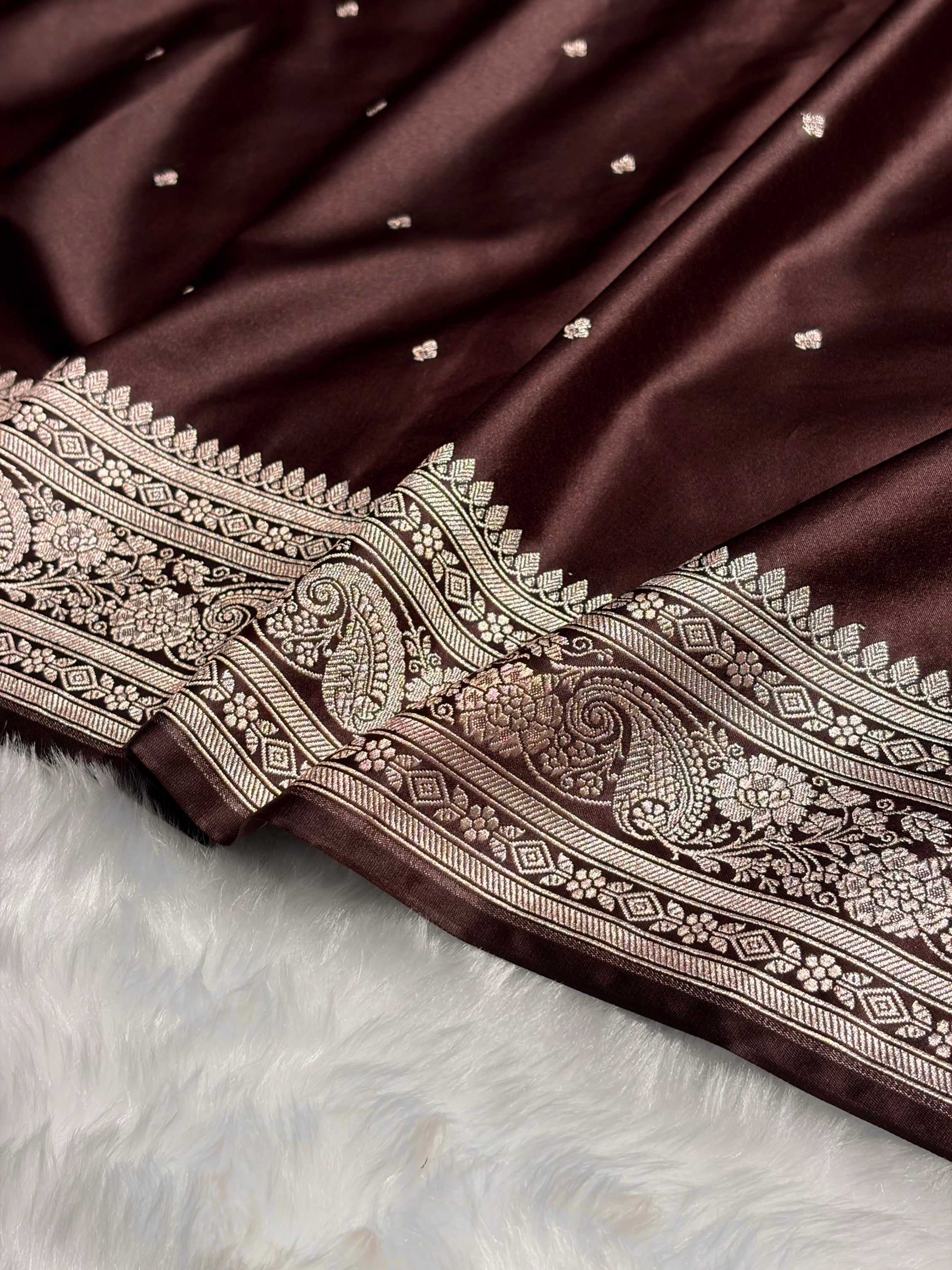 Dark Garnet Shades Booti Mashru Silk Saree MS64