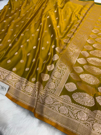 Mehendi Green Shades Floral Boota Mashru Silk Saree MSM-02