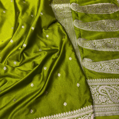 Apple Green Mashru Silk Saree