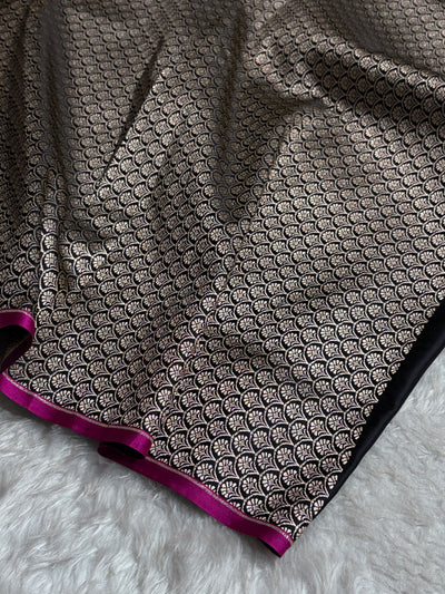 Banarasi Black Shade With Booti Pattern Mashru Silk Saree
