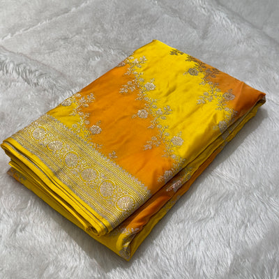 Yellow Shades Cross Rangkart Mashru Silk Saree MSRK01