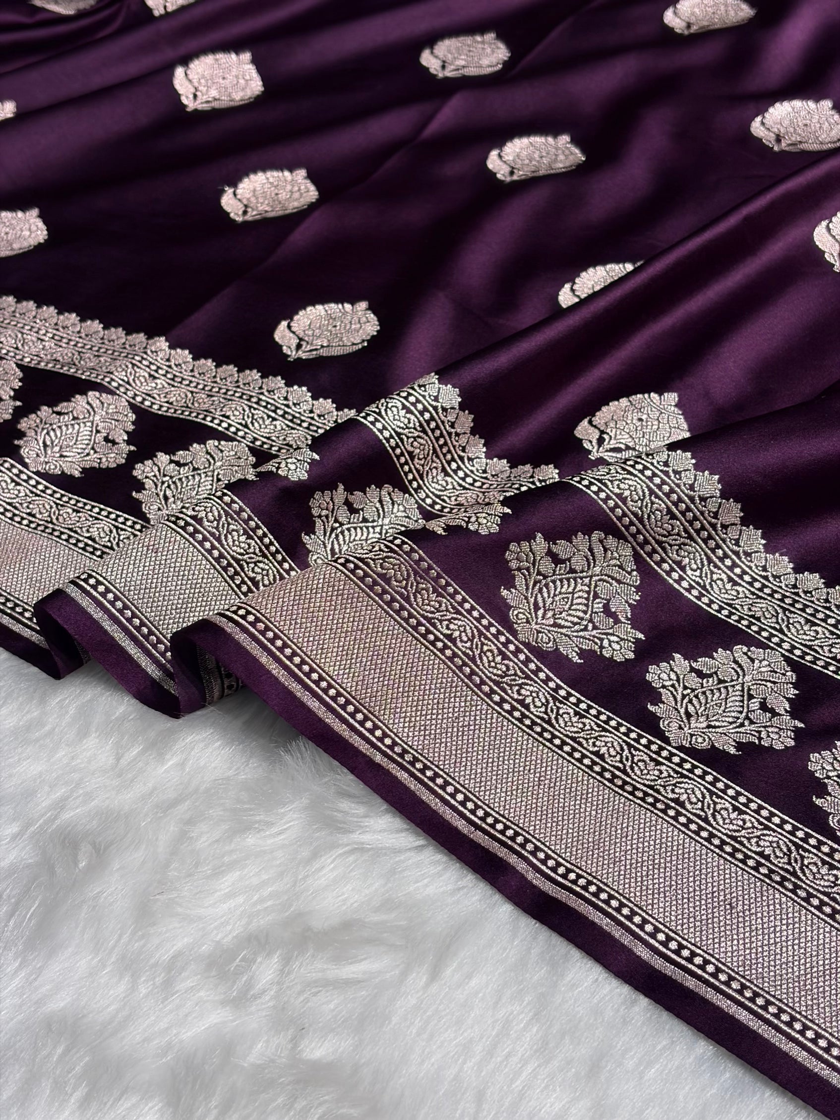 Wine Boota Motif Mashru Silk Saree MS43