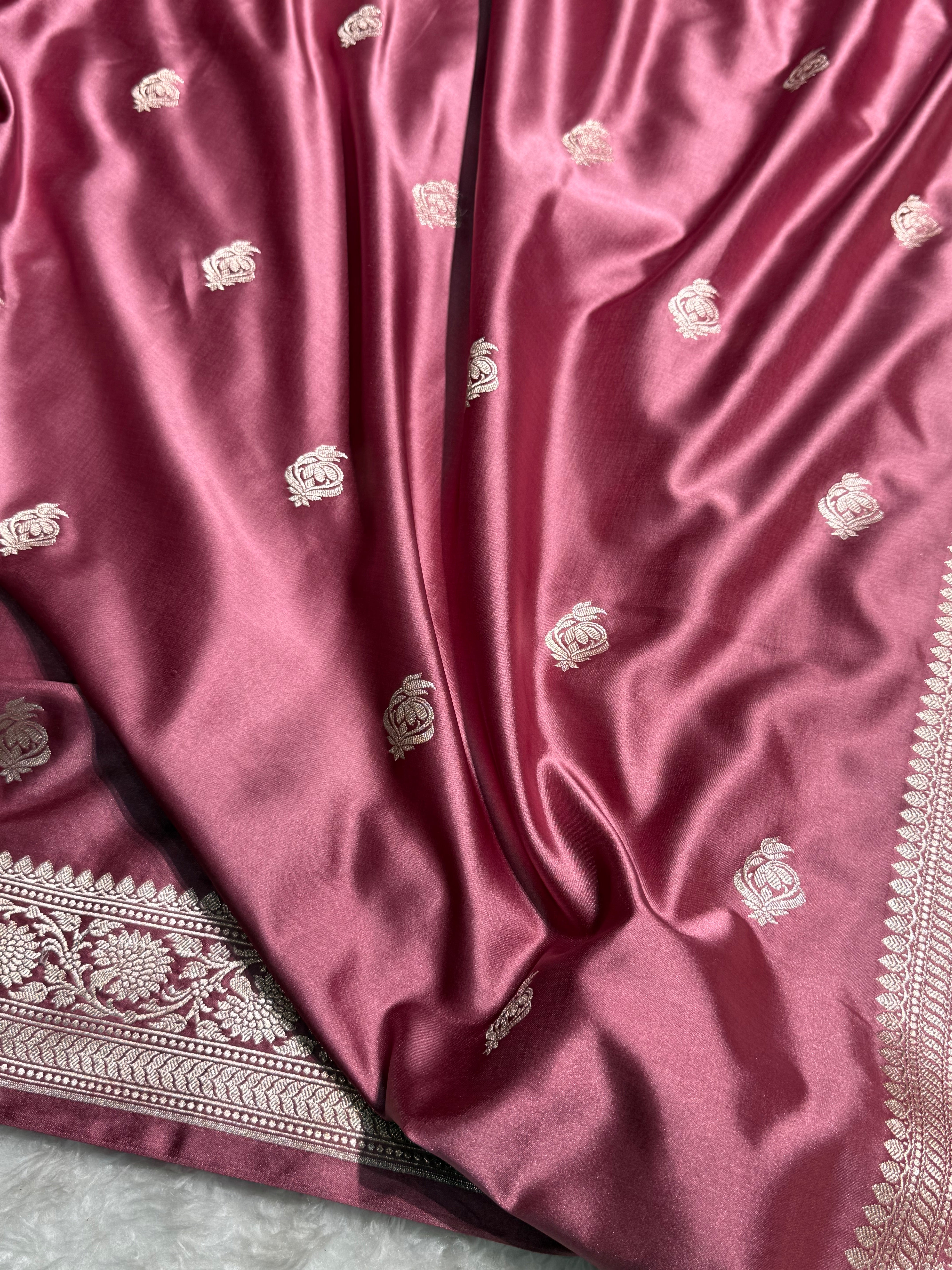 Mauve Copper Pink Boota Mashru Silk Saree
