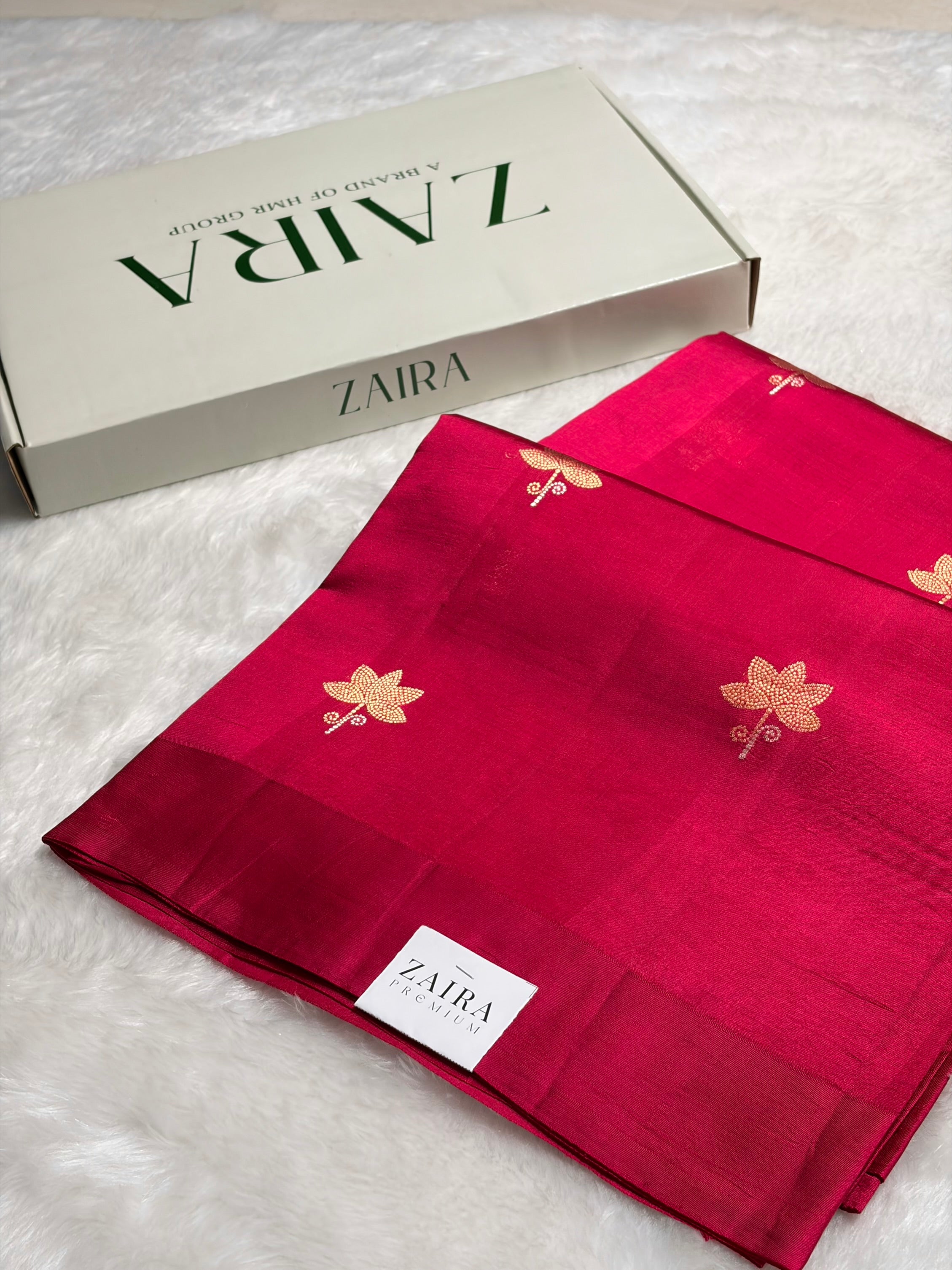 Dark Pink Boota Handwoven Raw Mango Silk RM-28