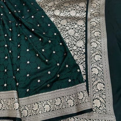 Dark Green Tanchoi Mashru Silk Saree