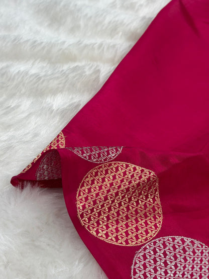 Banarasi Rani Shades Handwoven Pure Paper Silk Saree RM-87