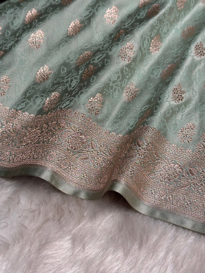 Sea Green Shades Tanchoi Motif Mashru Silk Saree MST-10