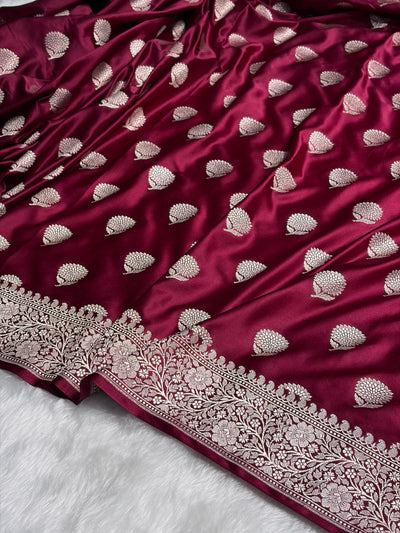 Garnet Tree Boota Mashru Silk Saree MCS19