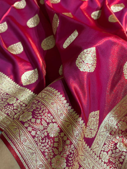Ultra Light Weight Satin Silk Boota in Magentic Red Shades SS05