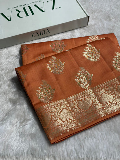 Minakari Pastel Orange Shades Pure Chiniya Silk CH-02