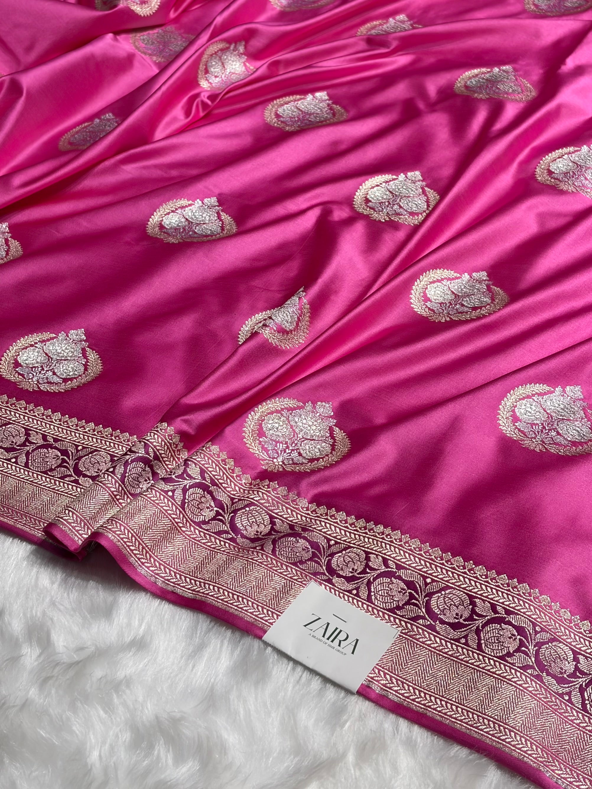 Blush Pink Minakari Boota Mashru Silk Saree MS35