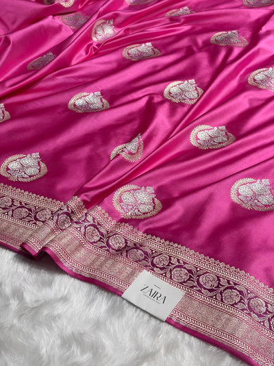 Blush Pink Minakari Boota Mashru Silk Saree MCS35