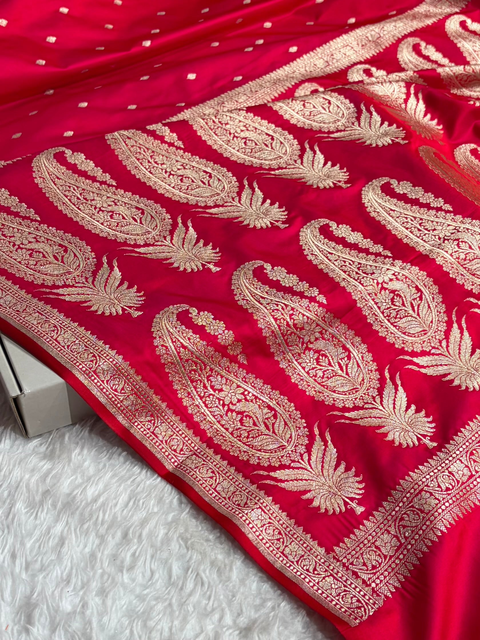 Premium Banarasi Satin Katan Saree in Cross Rani Shades SK90