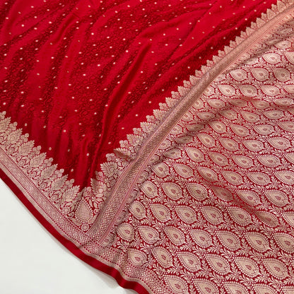 Bridal Red Tanchoi Mashru Silk Saree