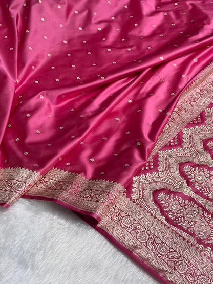 Baby Pink Booti Mashru Silk Saree MS26