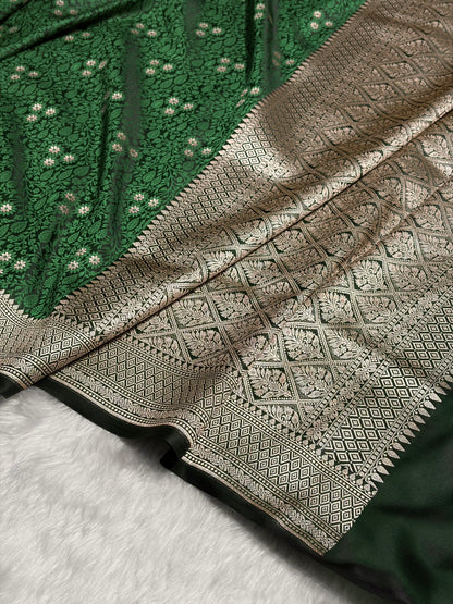 Bottle Green Shades Tanchoi Motif Mashru Silk Saree MST-12