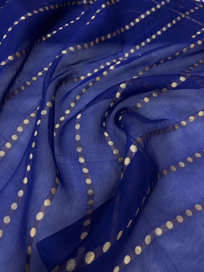 Pure Organza Violet Floral Meena Banarasi Silk Saree PO-02