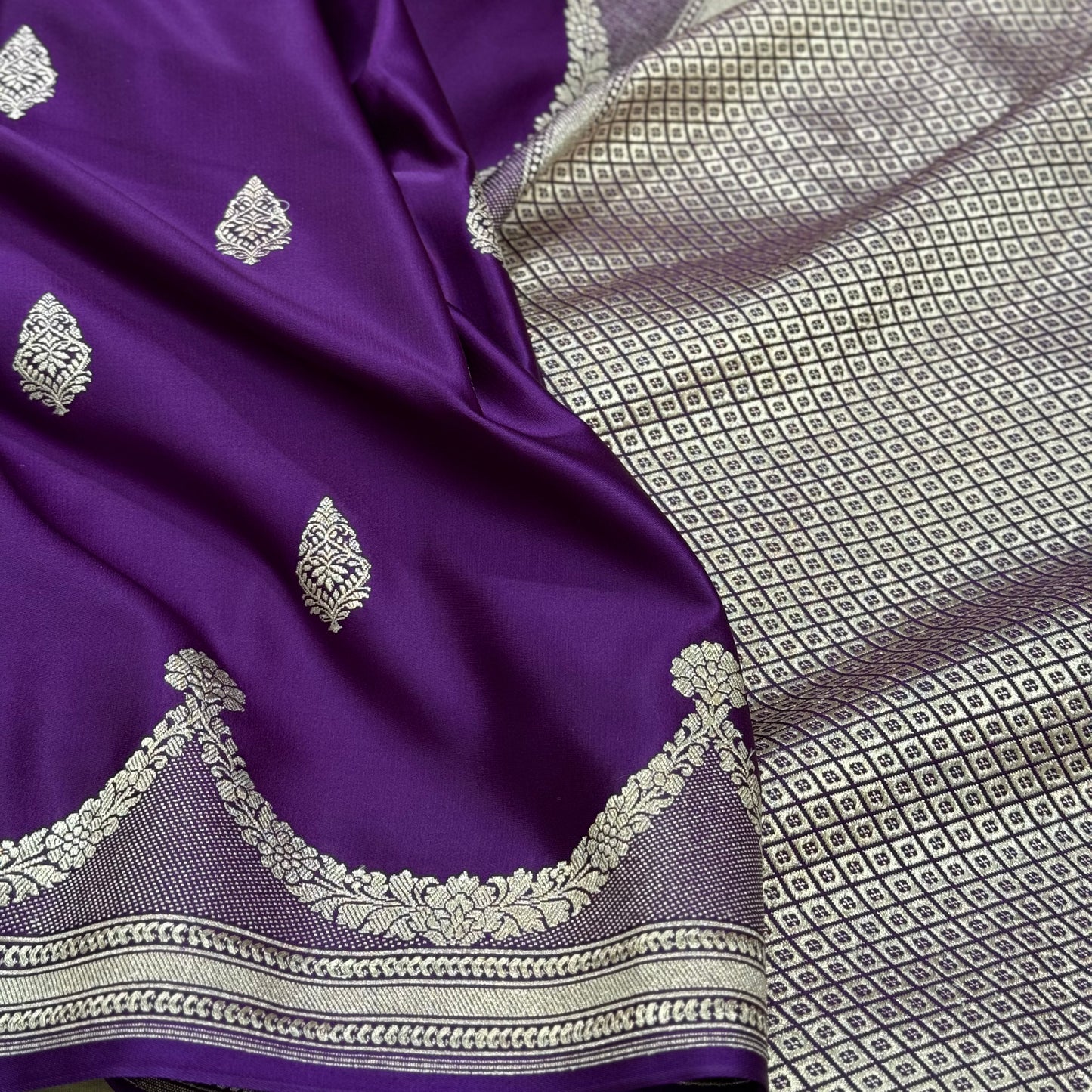 Purple Scallop Mashru Silk Saree