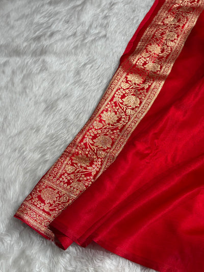 Red Shades Cross Satin Silk Saree with gotta patti SSGP10