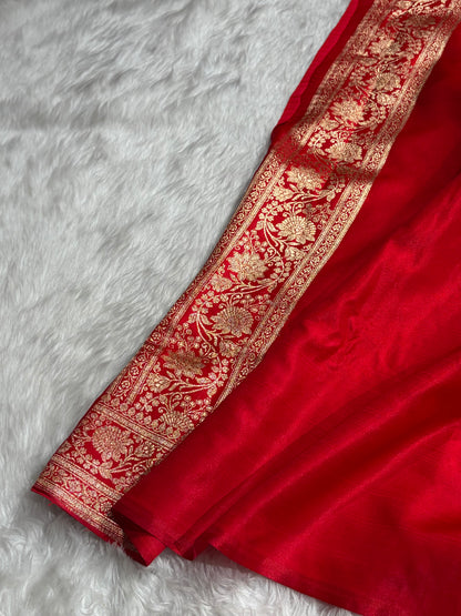 Red Shades Cross Satin Silk Saree with gotta patti SSGP10