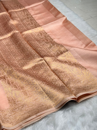 Light Peach Shades Meena Boota Handwoven Raw Mango Silk RM-31