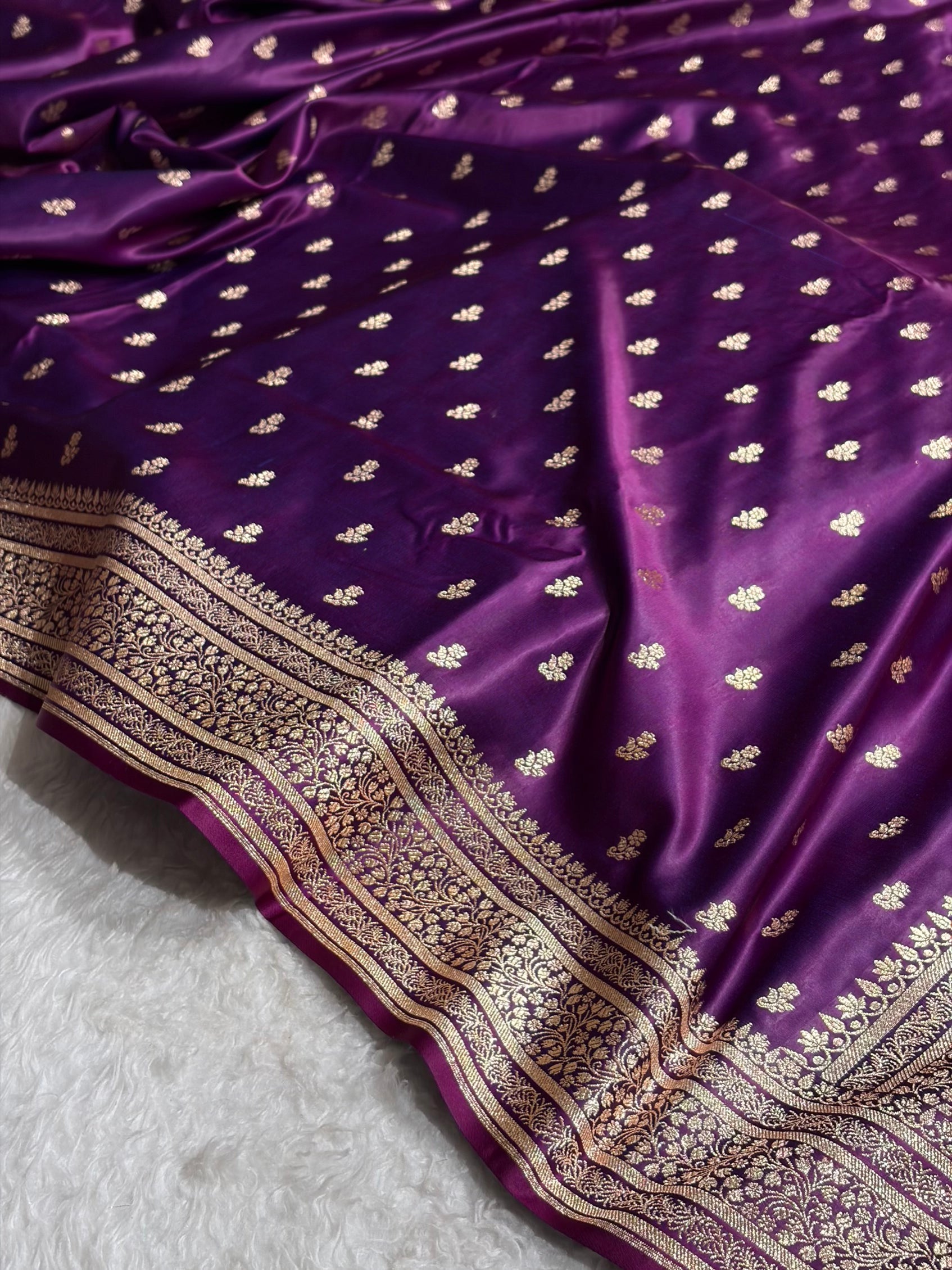 Banarasi Satin Katan Saree With Boota in Cross Wine Shades SK89