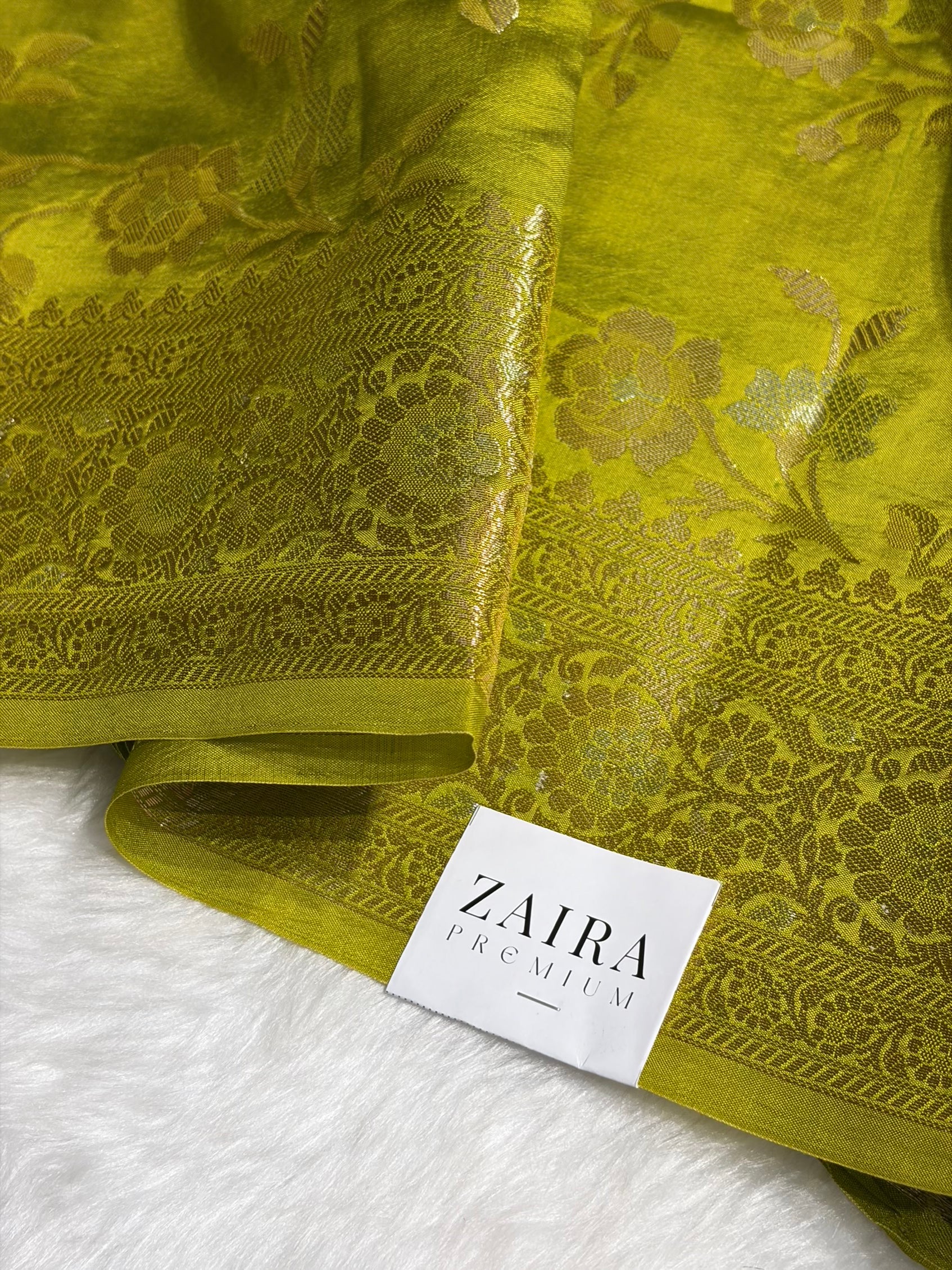 Mehendi Shade Minakari Pure Caramel Silk Saree CS-04