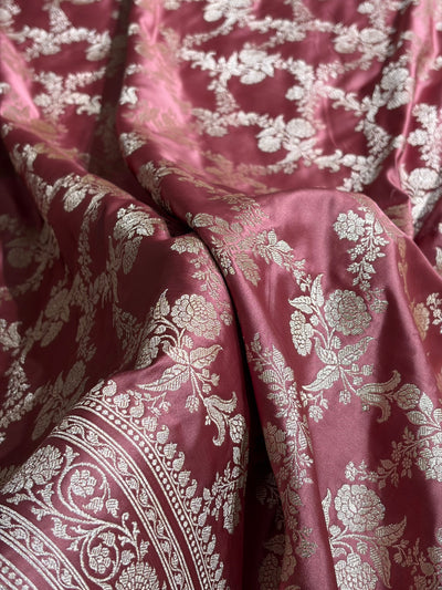 Mauve Shades Banarasi With Floral Jaal Pattern Mashru Silk Saree MSM-130