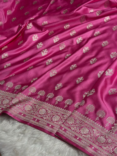 Pink Shades Floral Border Boota Mashru Silk Saree MCS66