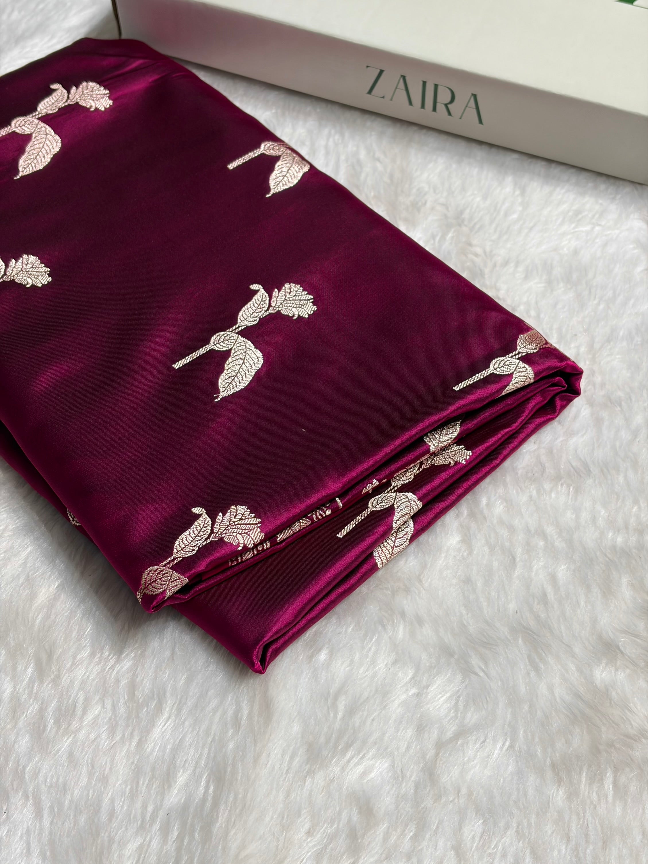 Wine Boota With Floral Border Mashru Silk Saree MSM-93