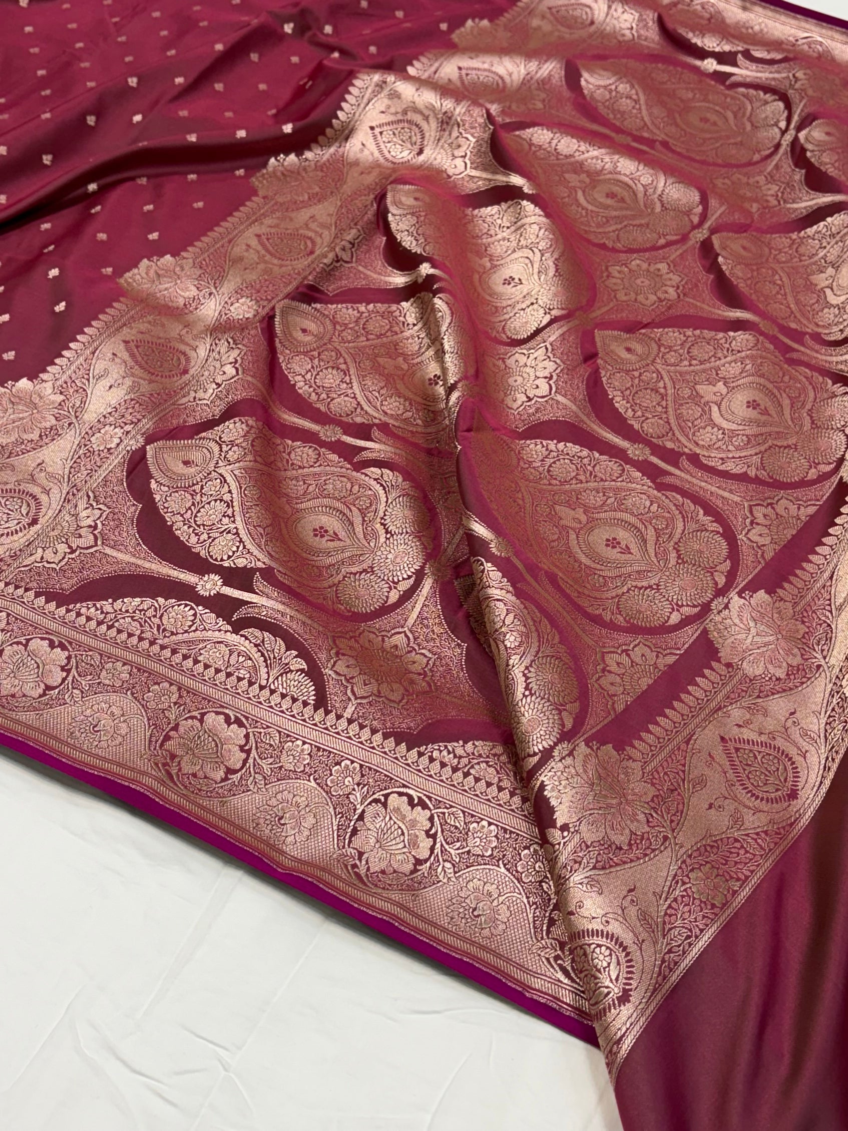 Rusty Mauve Shade With Booti Pattern Mashru Silk Saree