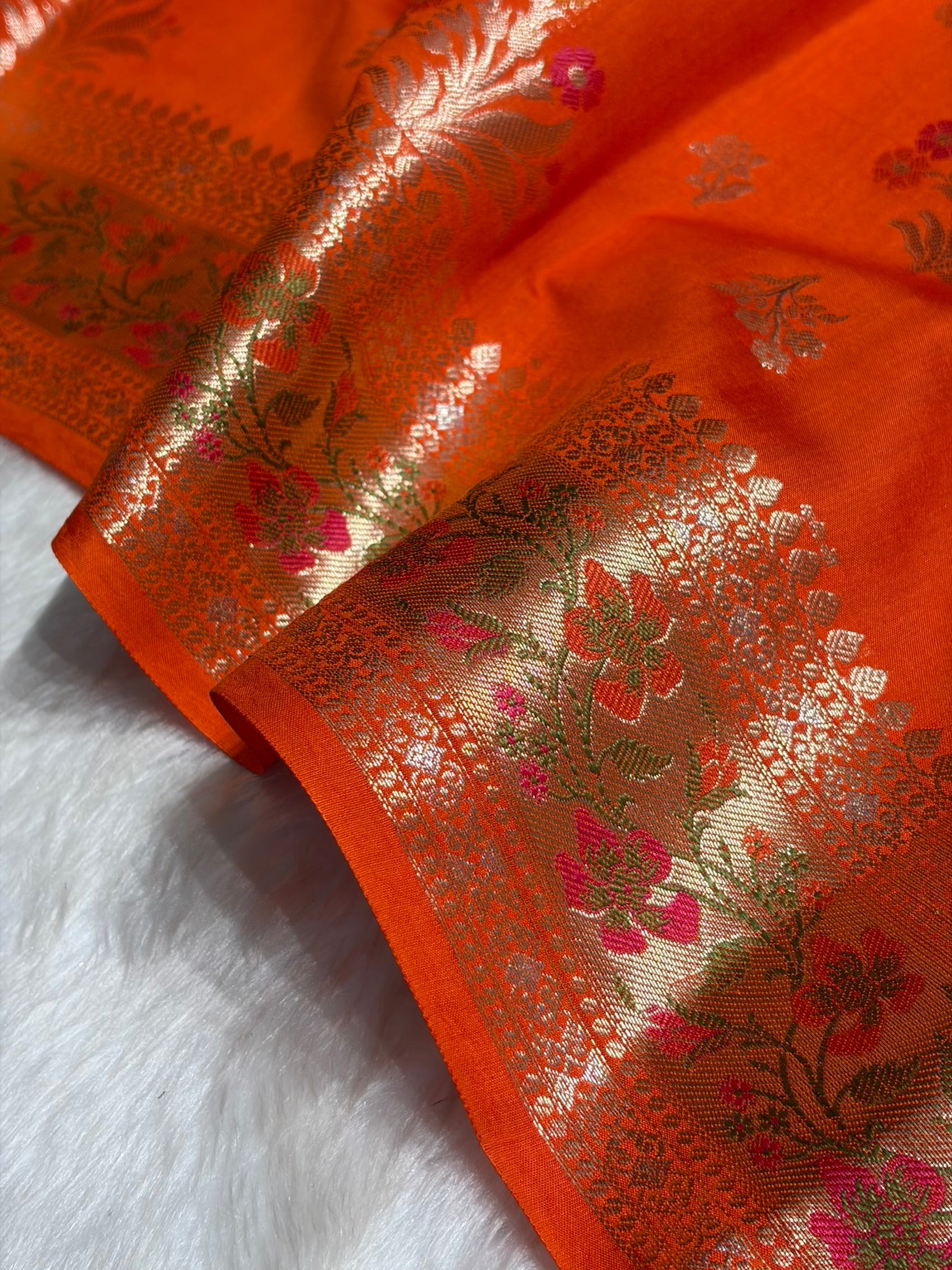 Minakari Orange Shades Pure Chiniya Silk CH-01
