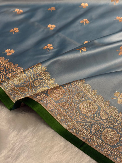 Nile Blue Booti Katan Silk Saree SK09