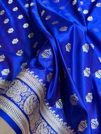 Banarasi Satin Katan Saree Booti Pattern in Royal Purple Shades SK137
