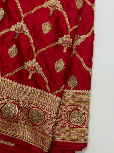 Red Mashru Silk with Ari and Stone BSK15