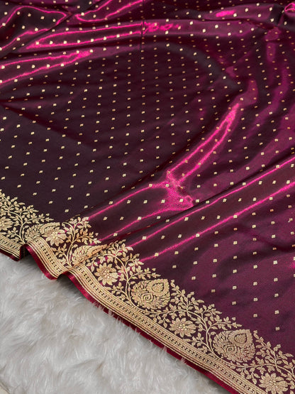 Ultra Light Weight Satin Silk Boota in Wine Shades SS31