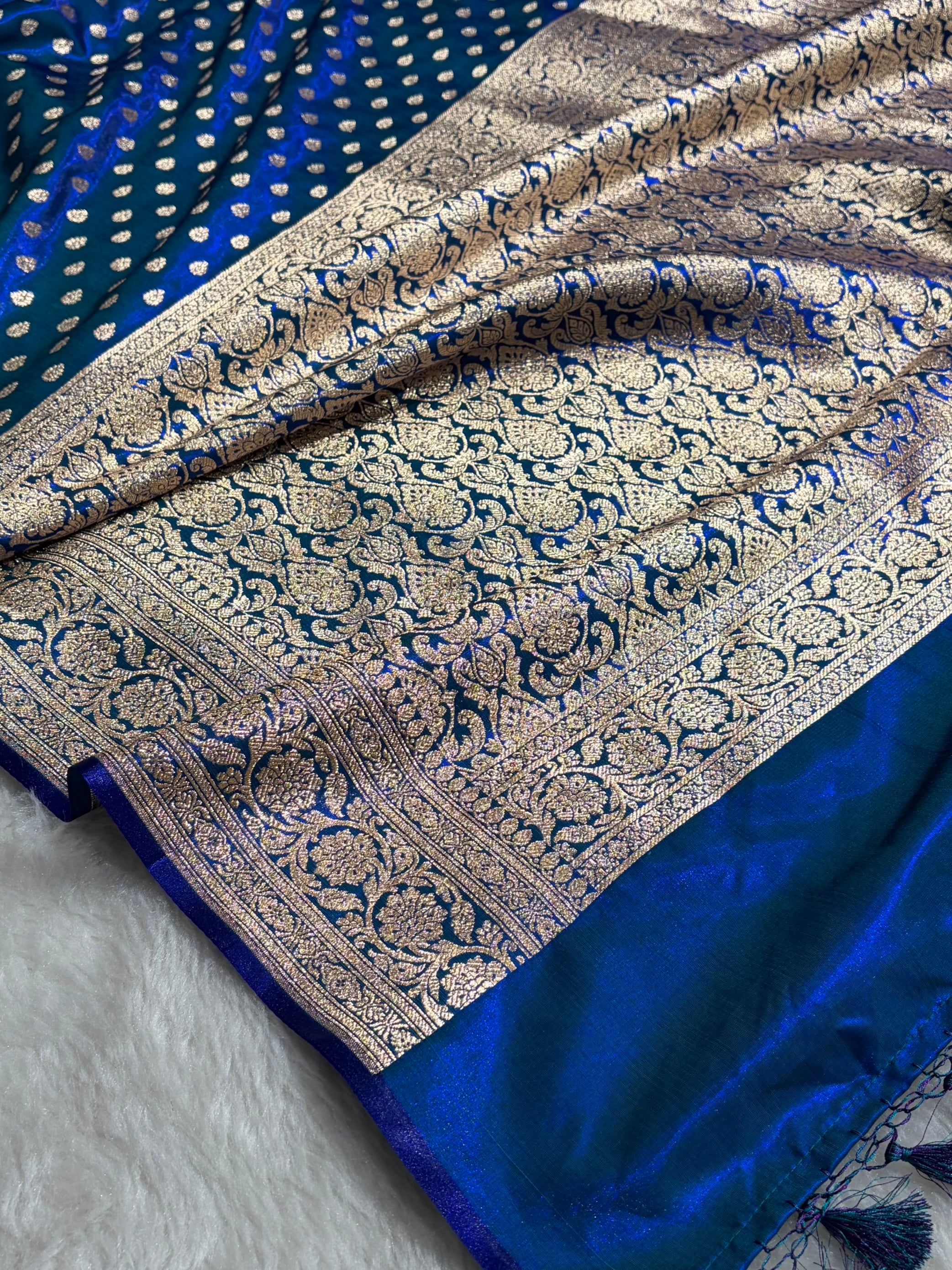Royal Peacock Booti satin Silk Saree SS01