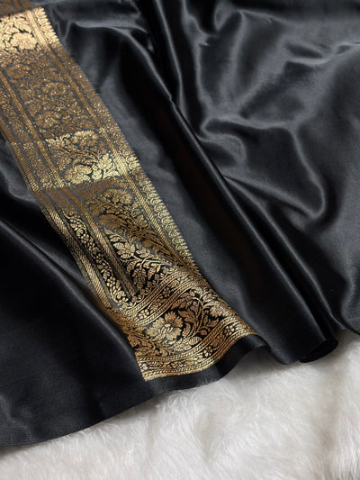 Black Booti Pattern Satin Katan Silk Saree SK65