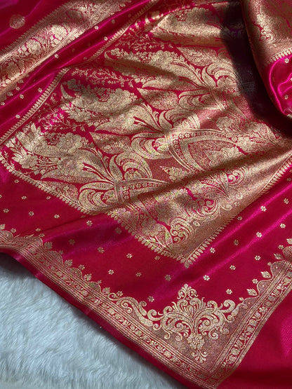 Satin Silk Saree Booti Motif in Reddish Pink Shades SS20