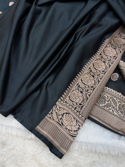 Black Shade With Booti Pattern Mashru Silk Saree