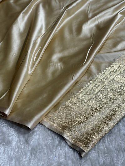 Banarasi Satin Katan Saree With Jaal Pattern in Tusser Shades SK121